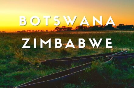 Escursione tradizionale in mokoro tra i canali del Delta dell'Okavango al tramonto durante un safari in Botswana.