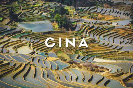 Panorama all'alba delle terrazze di riso di Yuanyang allagate nello Yunnan, Patrimonio UNESCO, con riflessi di luce solare e montagne sullo sfondo.